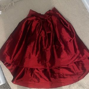 Red High Low Shimmer Holiday Skirt with Bow Women’s 3x